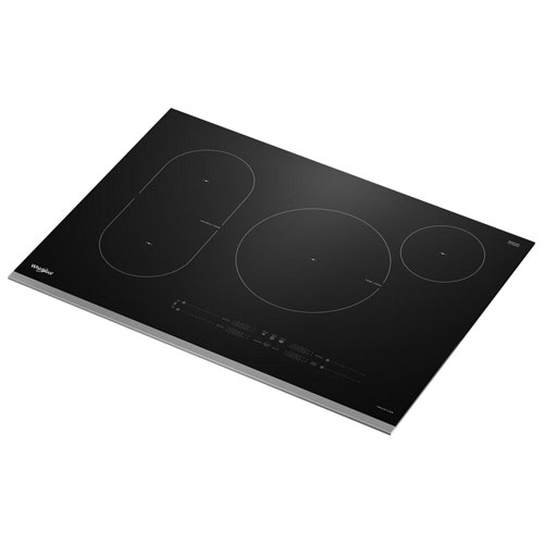 Surface de cuisson intelligente à induction 4 éléments 31 po de Whirlpool - Verre noir/Acier inoxydable