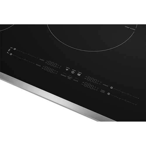 Surface de cuisson intelligente à induction 4 éléments 31 po de Whirlpool - Verre noir/Acier inoxydable