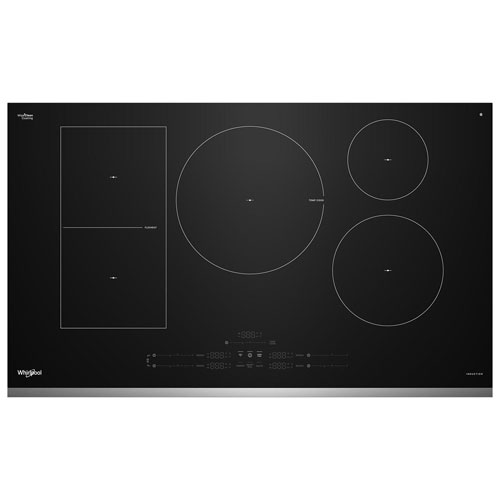 Whirlpool Intelligent 36" 5-Element Induction Cooktop - Black Glass/Stainless Steel