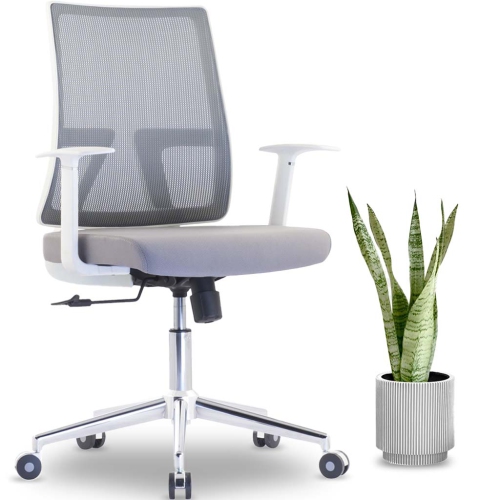 MotionGrey - AeroMesh Ergonomic Office Chair-Comfy Airy Mesh Back Support with Adjustable Armrests-White Desk Computer Chairs Perfect for Home Gaming