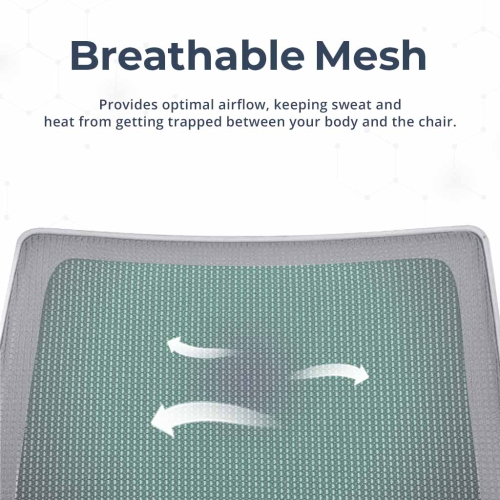 MotionGrey - AeroMesh Ergonomic Office Chair-Comfy Airy Mesh Back Support with Adjustable Armrests-White Desk Computer Chairs Perfect for Home Gaming