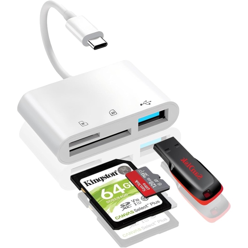 3 in 1 USB Type C to USB OTG Memory Card Adapter,USB C SD Card Reader Adapter with USB Camera Adapter, Supports SD and TF Card Micro SD Card