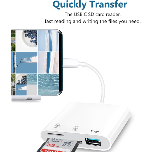 3 in 1 USB Type C to USB OTG Memory Card Adapter,USB C SD Card Reader Adapter with USB Camera Adapter, Supports SD and TF Card Micro SD Card