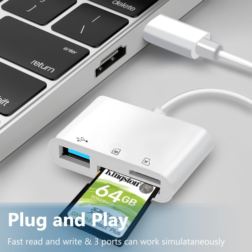 3 in 1 USB Type C to USB OTG Memory Card Adapter,USB C SD Card Reader Adapter with USB Camera Adapter, Supports SD and TF Card Micro SD Card