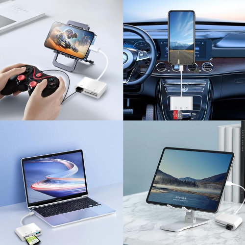 3 in 1 USB Type C to USB OTG Memory Card Adapter,USB C SD Card Reader Adapter with USB Camera Adapter, Supports SD and TF Card Micro SD Card