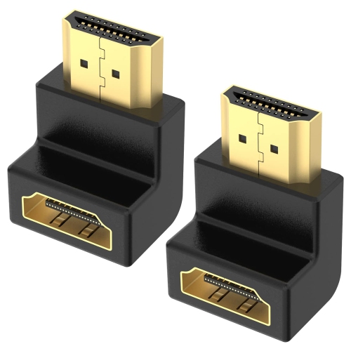2PACK of HDMI 90 Degree Adapter 8K, Right Angle HDMI 2.1 Connector Male to Female, Support 8K@60Hz, 4K@120Hz, 3D, HDR, eARC for HDTV Switch Laptop