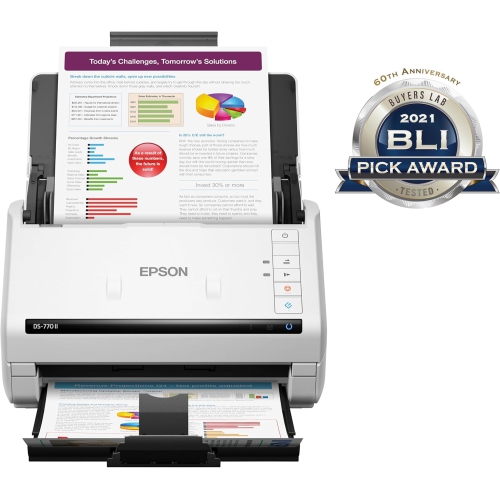 Epson DS-770 II Colour Duplex Document Scanner for PC and Mac, with 100-page Auto Document Feeder, Twain and ISIS Drivers - Open Box