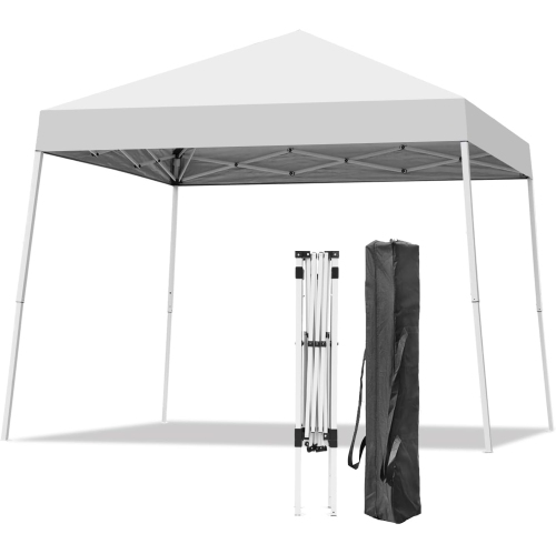Ainfox Portable Pop Up Canopy White Outdoor Instant Tent With Slant Legs