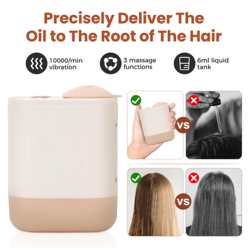 Electric Hair Oiling Applicator, 2 in 1 Hair Oil Applicator with Red Light, USB Rechargeable Hair Brushes