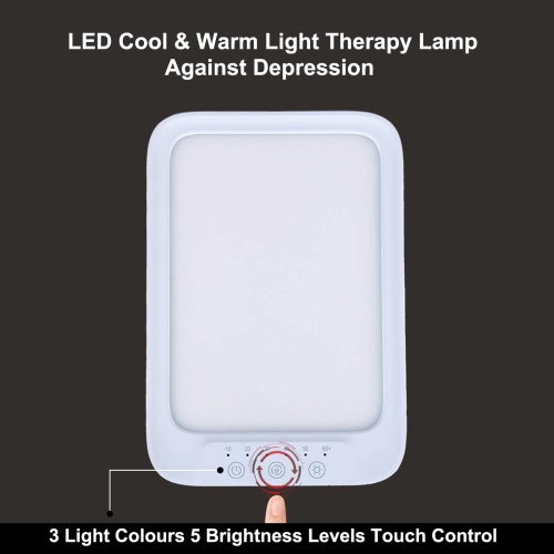 LED Daylight Lamp 20000 Lux Cool & Warm Light Therapy Lamp Against Depression 3 Light Colours 5 Brightness Levels Touch Control
