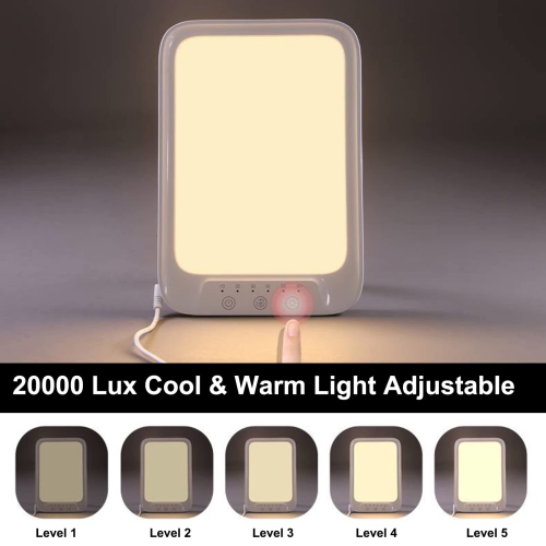 LED Daylight Lamp 20000 Lux Cool & Warm Light Therapy Lamp Against Depression 3 Light Colours 5 Brightness Levels Touch Control