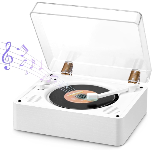 Lecteur CD rétro Bluetooth, Lecteur CD rechargeable double avec prise pour écouteurs, Lecteur CD vinyle portatif, Sortie auxiliaire, Mode USB,