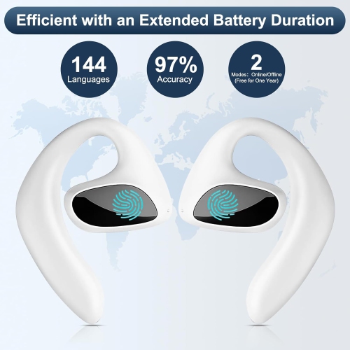 AI Language Translator Earbuds,Real Time Earbud Translator 144 Languages & Accents,Two-Way Ear Buds Translators for Travel Business Learning