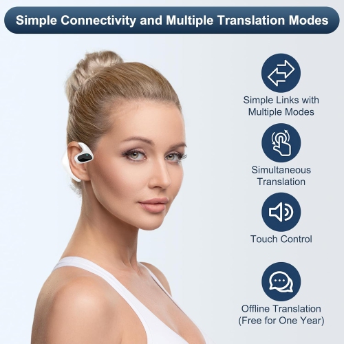 AI Language Translator Earbuds,Real Time Earbud Translator 144 Languages & Accents,Two-Way Ear Buds Translators for Travel Business Learning