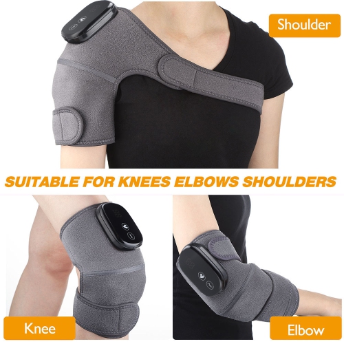 Heating Knee Massager, Knee Shoulder Elbow 3-in-1 Massage, Portable Knee Massager 3 Vibration and Heat,with Knit Knee Brace Pads