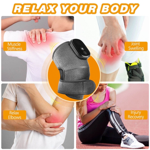 Heating Knee Massager, Knee Shoulder Elbow 3-in-1 Massage, Portable Knee Massager 3 Vibration and Heat,with Knit Knee Brace Pads