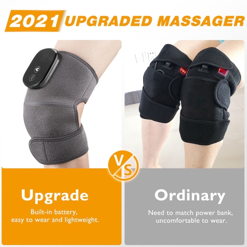 Heating Knee Massager, Knee Shoulder Elbow 3-in-1 Massage, Portable Knee Massager 3 Vibration and Heat,with Knit Knee Brace Pads