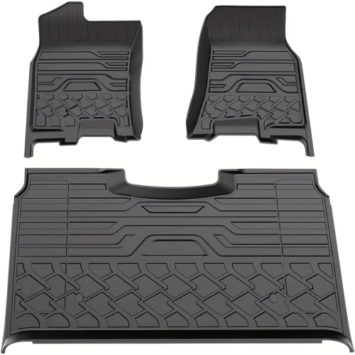 All-Weather TPE Floor Mats for Ram 1500 2019-2021 & Universal 9pcs Car Seat Covers, Airbag Compatible, Detachable Headrests for Cars, SUVs, Trucks