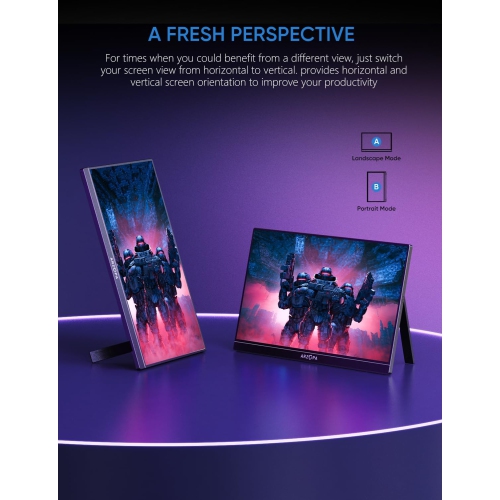 ARZOPA 16.1'' 144Hz Portable Gaming Monitor, 106% sRGB 1080P FHD Kickstand Portable Monitor with HDR, Ultra Slim, Eye Care, External Second Screen -