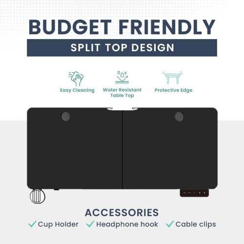 MotionGrey Ergo2 – Bureau debout électrique ajustable avec réglages de mémoire – Cadre noir supérieur 55 x 24&nbsp;po – Bureau ergonomique pour la