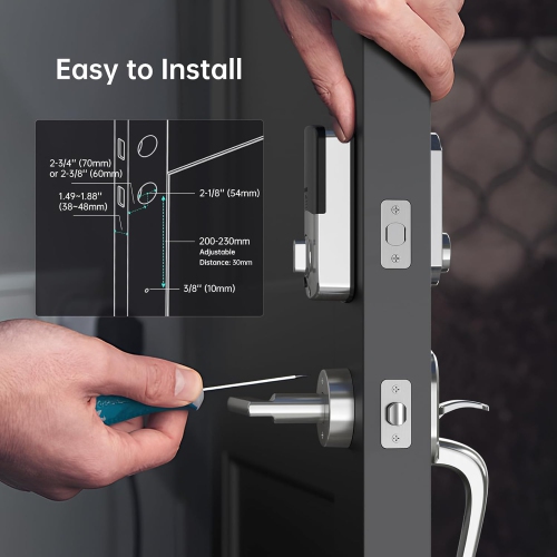 Hornbill Wifi Smart Lock with Handles, Keyless Entry Keypad Door Lock, 11-in-1 Smart Deadbolt Alexa Fingerprint Door Lock, Remote App - Satin Nickel