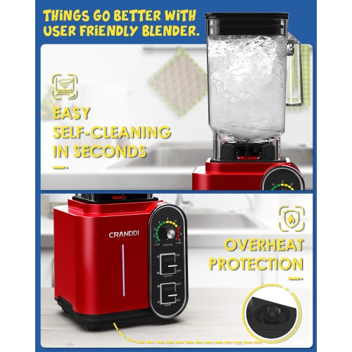 CRANDDI 1800W High-Speed Blender – Powerful, Large & Easy to Clean!
