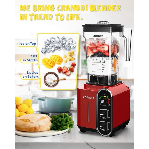 CRANDDI 1800W High-Speed Blender – Powerful, Large & Easy to Clean!