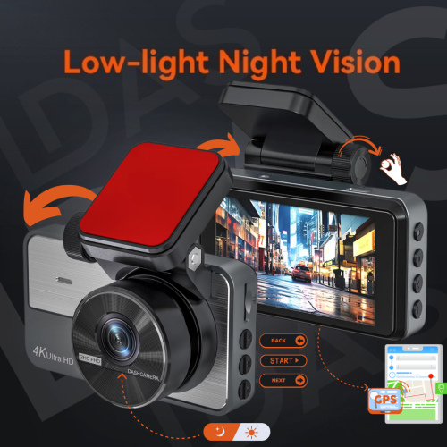 LDAS 4K Wifi Dual Lens Dash Cam, Metal Private Model Support GPS 3 Inch Dashboard Camera Car Dvr Parking Monitoring