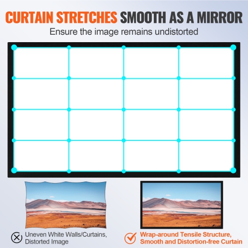 VEVOR Projection Screen 120inch 16:9 Movie Screen Fixed Frame 3D Projector Screen for 4K HDTV Movie Theater Home