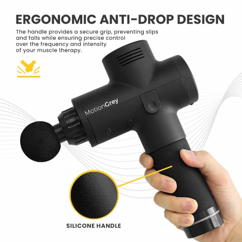 MotionGrey - Massage Gun with 20 Speeds – Deep Tissue Percussion Massager with 6 Heads & Carrying Case, Portable Muscle Massage Device for Home, Gym