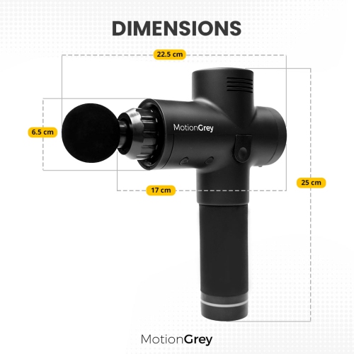 MotionGrey - Massage Gun with 20 Speeds – Deep Tissue Percussion Massager with 6 Heads & Carrying Case, Portable Muscle Massage Device for Home, Gym