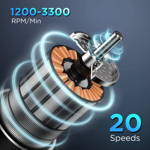 MotionGrey - Massage Gun with 20 Speeds – Deep Tissue Percussion Massager with 6 Heads & Carrying Case, Portable Muscle Massage Device for Home, Gym