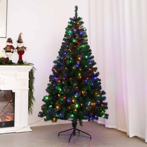 MotionGrey 6-Foot Hinged Artificial Christmas Tree with Warm LED Lights