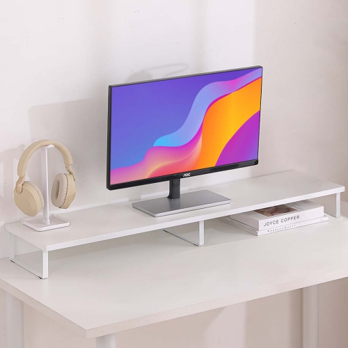 MOTIONGREY  Monitor Stand Riser, 39.4 Inch Ergonomic Desk Shelf & Tabletop Desktop Stand for Laptop, Computer, Macbook, Notebook, PC - In White