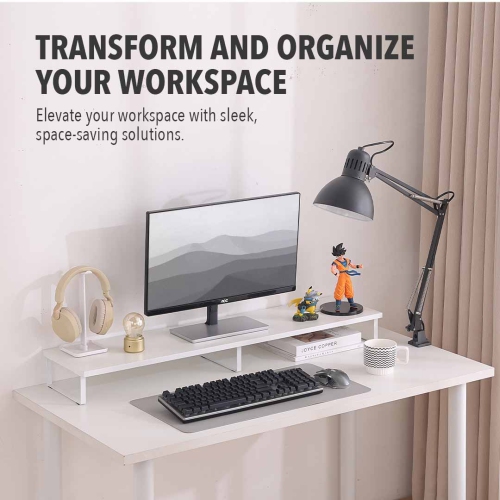 MotionGrey Monitor Stand Riser, 39.4 Inch Ergonomic Desk Shelf & tabletop Desktop Stand for Laptop, Computer, MacBook, Notebook, PC - White