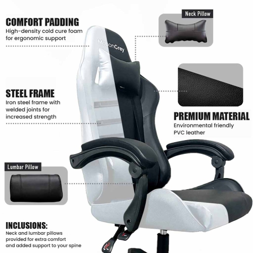 MotionGrey Executive Office Gaming Chair - Comfortable, Ergonomic, High Back, PU Leather, Reclining Executive Desk Chair with Height Adjustment,