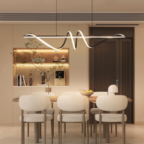 Open Box –Modern Anti-Glare LED Chandelier L39.4” Pendant Light with Remote Control.