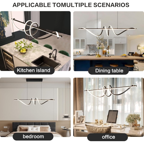 Open Box –Modern Anti-Glare LED Chandelier L39.4” Pendant Light with Remote Control.