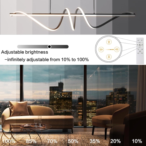 Open Box –Modern Anti-Glare LED Chandelier L39.4” Pendant Light with Remote Control.