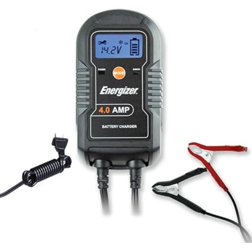 Energizer 4-Amp Battery Charger/Maintainer, 9-Step Smart Battery Car Charger with LCD Display, 6V/12V Auto Voltage Detection, Charger for Car,