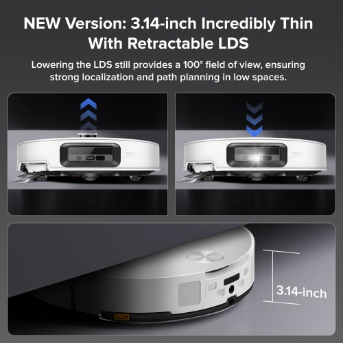 Roborock Saros 10 – Vadrouille robot, ultra mince de 3,14&nbsp;po, décollement automatique, 0 % emmêlement des poils, station d'accueil multifonction