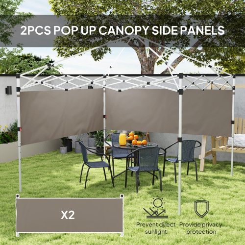 Outsunny 2 PCS Canopy Half Walls for 10' x 10' or 10' x 20' Pop Up Canopy, 2 Packs Half Sidewalls Only, Grey