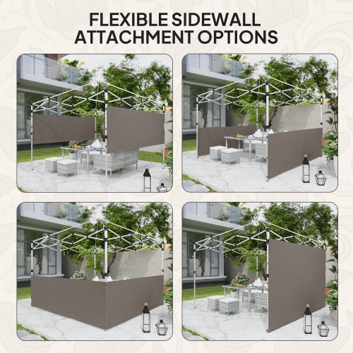 Outsunny 2 PCS Canopy Half Walls for 10' x 10' or 10' x 20' Pop Up Canopy, 2 Packs Half Sidewalls Only, Grey