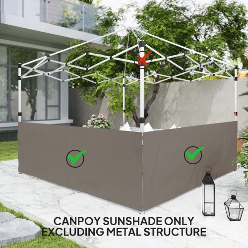 Outsunny 2 PCS Canopy Half Walls for 10' x 10' or 10' x 20' Pop Up Canopy, 2 Packs Half Sidewalls Only, Grey