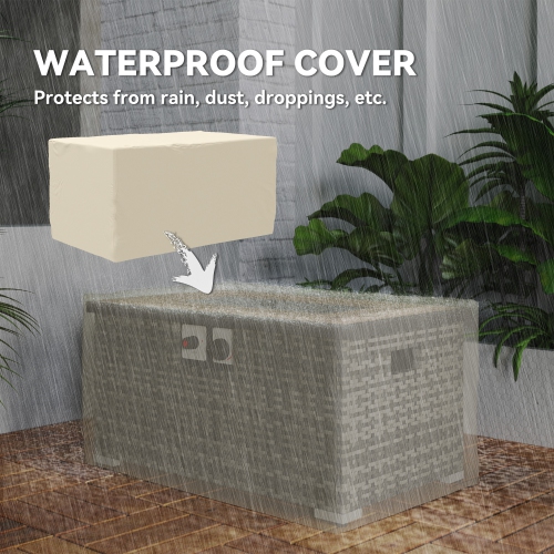 Outsunny 2 Piece Propane Fire Pit Table Set with Hideaway Propane Tank Holder, 32" 40,000 BTU Rattan Outdoor Gas Fire Table with Waterproof Cover,