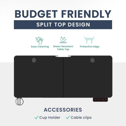 Bureau debout électrique ajustable MotionGrey avec réglages de mémoire - Cadre noir supérieur 55 x 24 po - Bureau ergonomique pour la maison et