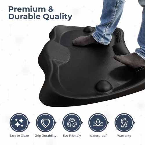 Tapis portatif assis/debout MotionGrey pour le bureau et la maison - Noir