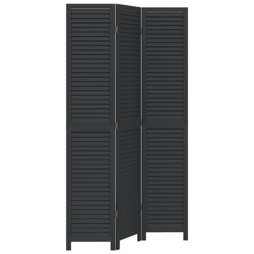 vidaXL Room Divider&nbsp;3 Panels Black Solid Wood Paulownia
