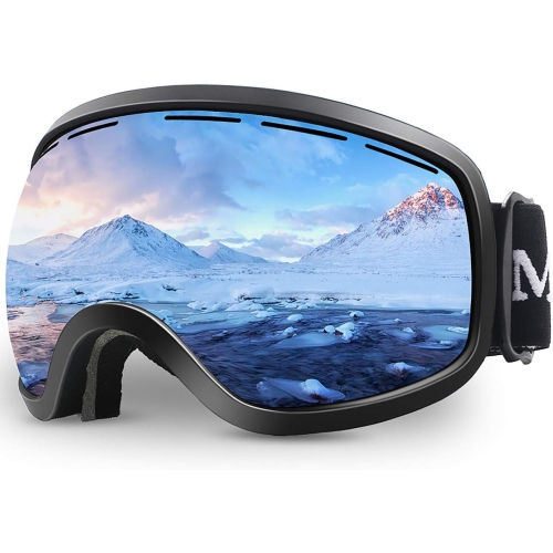 Lunettes de ski, lunettes de planche à neige Winter Snow Sports Snowboard Jeune et Homme Femme Ski Ski Ski Motoneige, C02-cadre noir/Argent VLT 12%