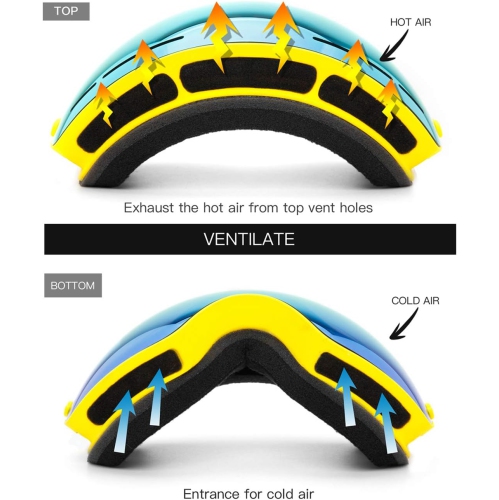 Ski Goggles,Winter Snow Sports Snowboard Goggles Youth & Men Women Skiing Skating Snowmobile,V06kids 4-16(vlt18%)yellow Frame/Gold